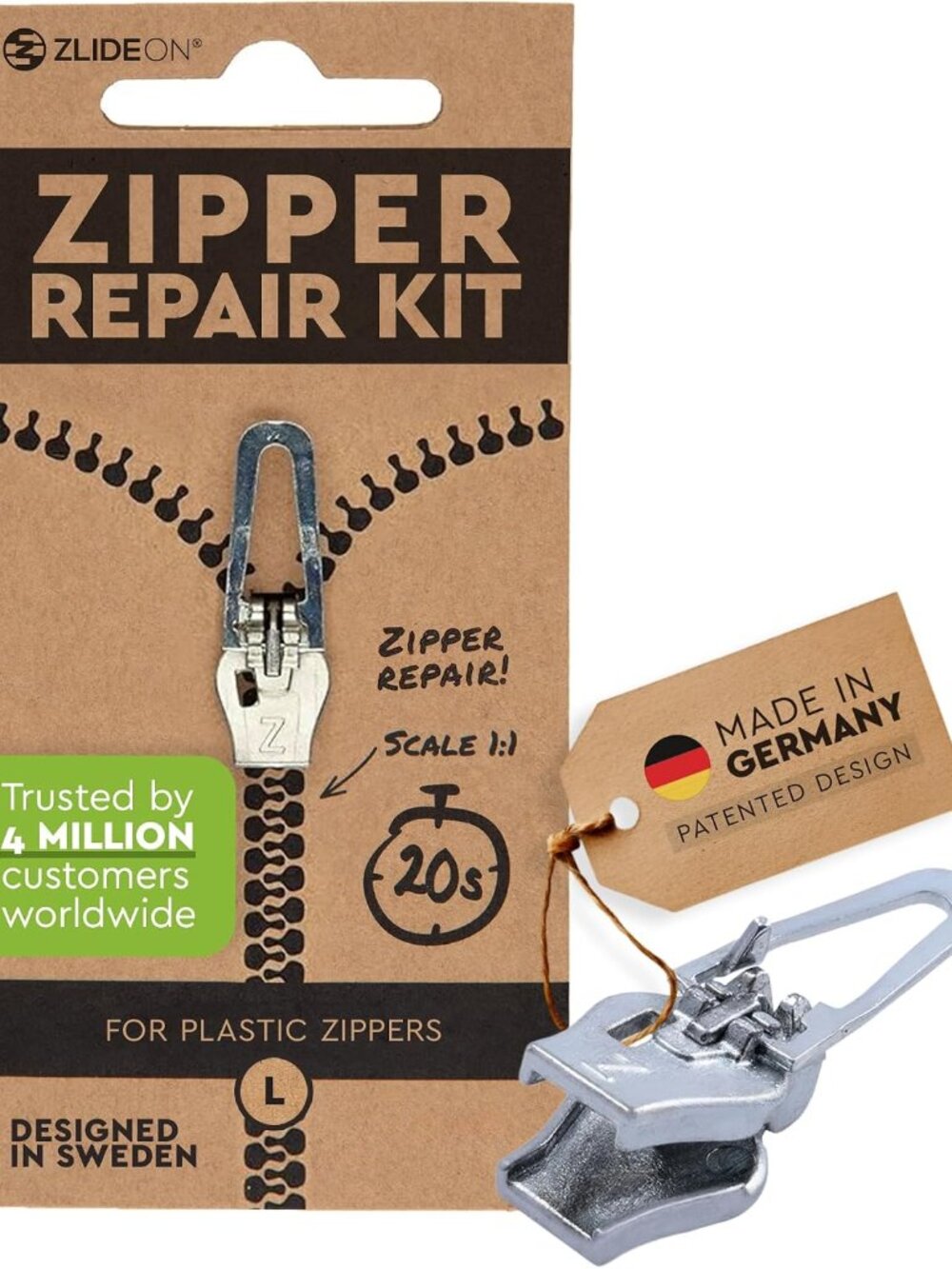Zipper Repair Kit for Plastic Zippers - 1pcs - Silver L/5